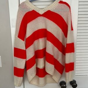 All saints orange striped knit sweater